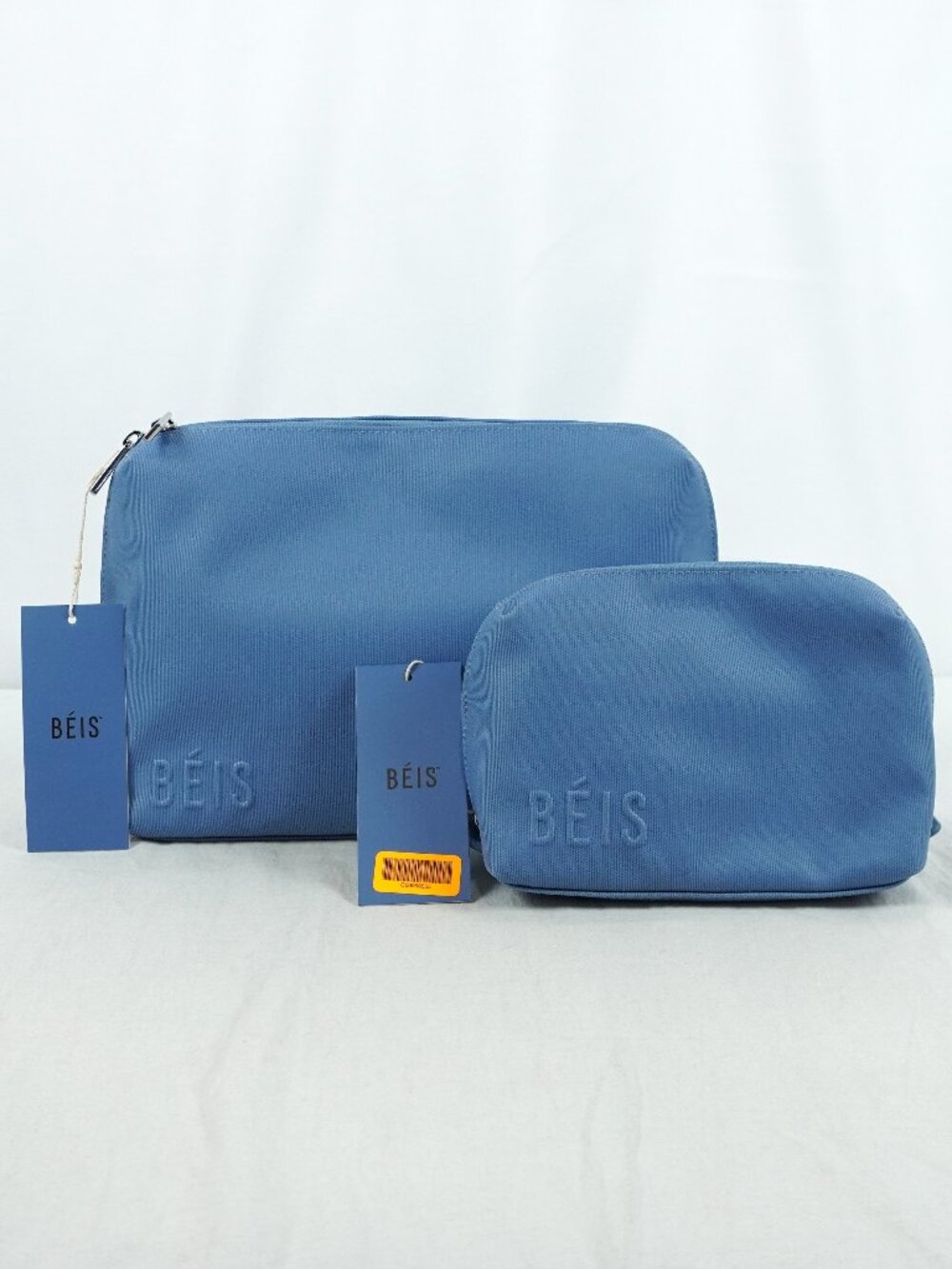 Beis The Small And The Large Cosmetic Travel Pouch Set In Dusty Blue - NWT